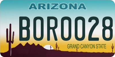 AZ license plate BOR0028