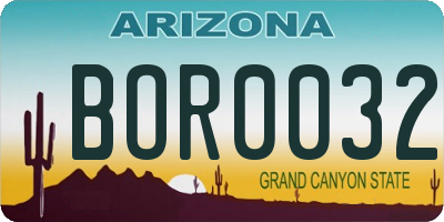 AZ license plate BOR0032
