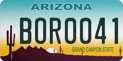 AZ license plate BOR0041