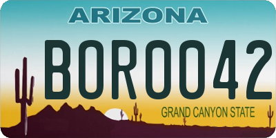 AZ license plate BOR0042