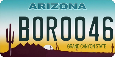 AZ license plate BOR0046
