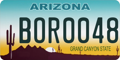 AZ license plate BOR0048