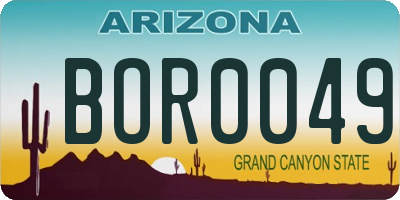 AZ license plate BOR0049