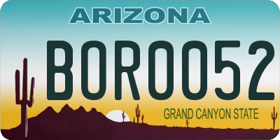AZ license plate BOR0052