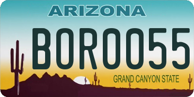 AZ license plate BOR0055