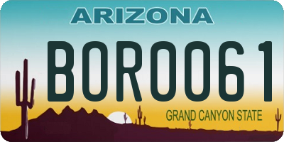 AZ license plate BOR0061