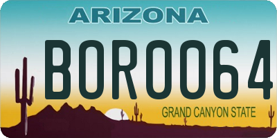 AZ license plate BOR0064