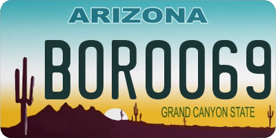 AZ license plate BOR0069