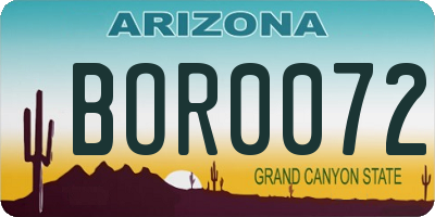 AZ license plate BOR0072