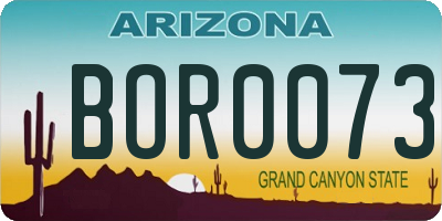 AZ license plate BOR0073