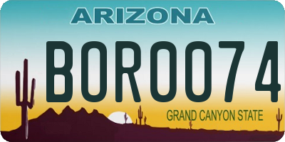 AZ license plate BOR0074