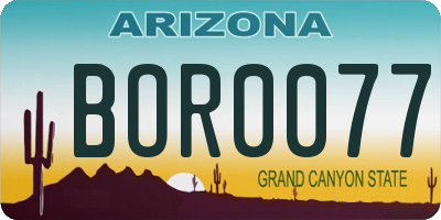 AZ license plate BOR0077