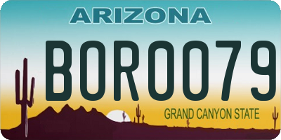 AZ license plate BOR0079