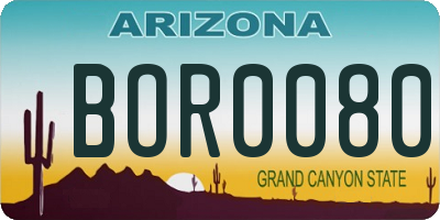 AZ license plate BOR0080