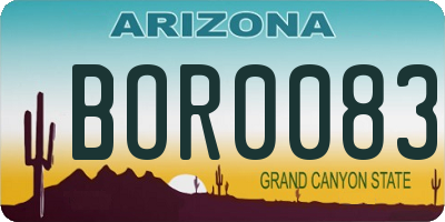 AZ license plate BOR0083