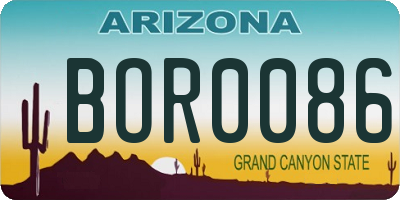 AZ license plate BOR0086
