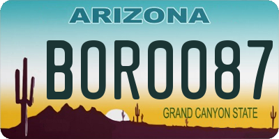 AZ license plate BOR0087
