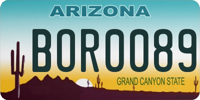 AZ license plate BOR0089