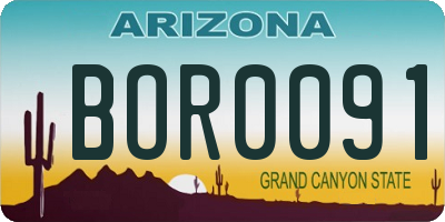 AZ license plate BOR0091