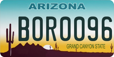 AZ license plate BOR0096