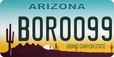 AZ license plate BOR0099