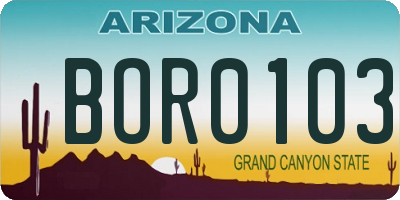 AZ license plate BOR0103