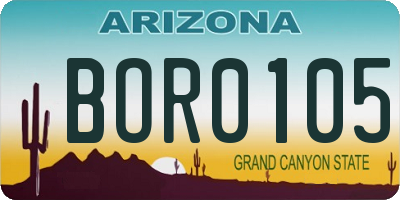 AZ license plate BOR0105