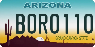 AZ license plate BOR0110