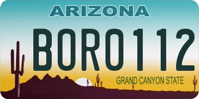AZ license plate BOR0112