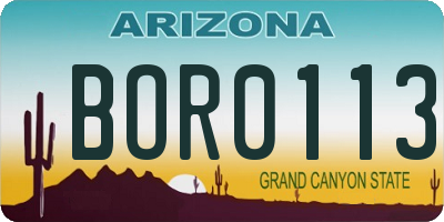 AZ license plate BOR0113