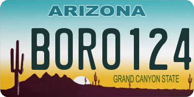 AZ license plate BOR0124