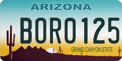 AZ license plate BOR0125