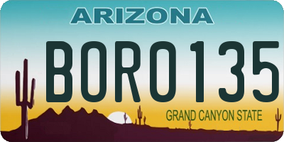 AZ license plate BOR0135