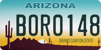 AZ license plate BOR0148
