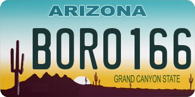 AZ license plate BOR0166