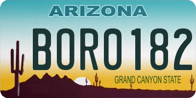 AZ license plate BOR0182