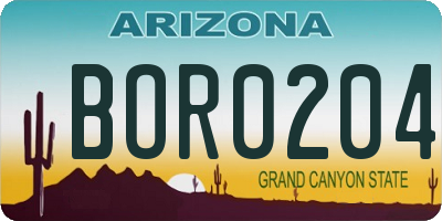 AZ license plate BOR0204