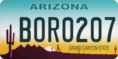 AZ license plate BOR0207
