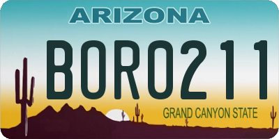 AZ license plate BOR0211