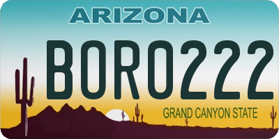 AZ license plate BOR0222