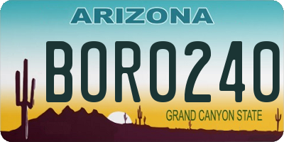 AZ license plate BOR0240