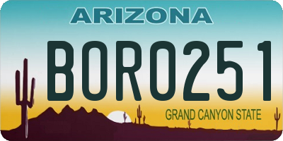 AZ license plate BOR0251