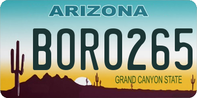 AZ license plate BOR0265
