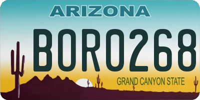 AZ license plate BOR0268