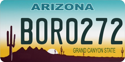 AZ license plate BOR0272