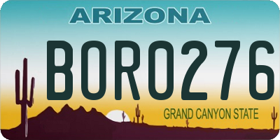 AZ license plate BOR0276