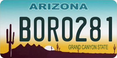 AZ license plate BOR0281