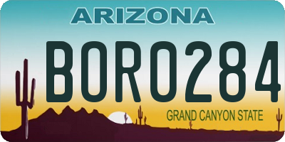 AZ license plate BOR0284