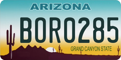 AZ license plate BOR0285