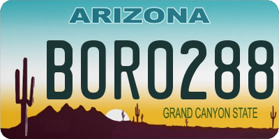 AZ license plate BOR0288